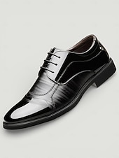 Χαμηλού Κόστους Derby παπούτσια-ανδρικά μαύρα λουστρίνια παπούτσια oxford dress - επίσημα παπούτσια με κορδόνια με γυαλιστερό φινίρισμα για γάμους και επαγγελματικές εκδηλώσεις