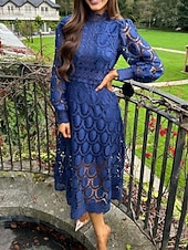 Χαμηλού Κόστους Λευκό φόρεμα-Γυναικεία Μίντι φόρεμα Φόρεμα σε γραμμή Α Καθημερινό Καθημερινά Κανονικό Σκέτο 3/4 Μήκος Μανικιού Ζιβάγκο Μαύρο Λευκό Κίτρινο Φούξια Άνοιξη Φθινόπωρο