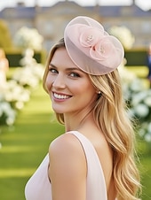 olcso Esküvő ACC-női poliészter kalap, többszínű virágos hálós koktél fejdísz, elegáns vintage stílus esküvőkre, esti vacsorákra, kerti partikra, versenyekre és hivatalos rendezvényekre