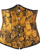 preiswerte Korsetts-Damen Formende Unterwäsche Mode Retro Lässig Blumen Knöpfe Täglich Heim Urlaub Ärmellos Schulterfrei Gelb Braun Sommer Frühling Herbst Normale Passform