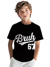 abordables Humor Divertido 3D del Niño-Chico 3D Graphic Jerga divertida 67 Camiseta Manga Corta Impresión 3D Verano Primavera Deportes Moda Ropa de calle Niños 4-12 años Cuello Barco Casual Diario Exterior Ajuste regular