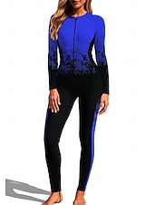 お買い得  ワンピースラッシュガード-女性用 レギュラー ラッシュガード フルボディラッシュガード ワンピースサーフィンスーツ 花 トロピカル風 カラーブロッキング ジッパーを閉める 内蔵ブラ付き フロントファスナー UVサンプロテクション フルカップ UPF50+ 長袖 フルボディー スイムウェア ボディスーツ サーフィン カヌー ビーチ 夏