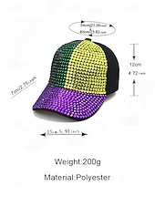 preiswerte Zubehör-Unisex-Paillettenkappe aus Polyester – Karnevalshut mit Strassverzierungen, verschiedene Muster für Freizeit und Festlichkeiten