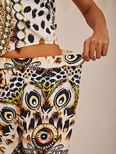 levne Kalhoty-vintage leopardí šperky hedvábné řetízkové kalhoty