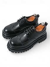 お買い得  ダービーシューズ-メンズブラウンブローグシューズ - エレガントなレースアップデザインとチャンキーソール。ビジネス、カジュアル、イブニングウェア、結婚式に最適です。