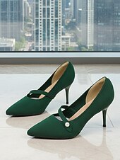 abordables Pompes Classiques-Women's Burgundy Pointed Toe Knit Pumps with Pearl Strap Accent – Comfortable High Stiletto Heels for Daily Commuting, Office Wear &amp; Elegant Professional Ladies