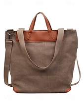abordables Bolsos de mano y tote-Bolso grande de lona de poliéster para mujer con correa de hombro ajustable, bolso bandolera versátil en varios colores, bolso informal diario para viajes, trabajo y compras.