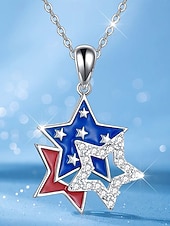  Az Egyesült Államok 250. évfordulós női hazafias csillag ékszerszett ötvözet nyaklánc és fülbevalók piros-fehér-kék kristály mintával felvonulások és ünnepi rendezvények