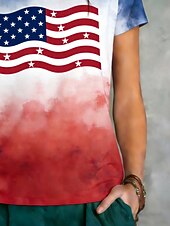  Giorno dell'Indipendenza Americana Per donna Maglietta Stampato Grafico Bandiera Americana Vintage Elegante Classico Manica Corta Girocollo Top Regolari Quotidiano Sportivo Uscire Blu Estate Primavera