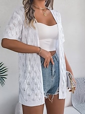 economico Bluse Semplici-Per donna Tunica Top estivi Blusa Top traforato Traforato Semplice Elegante Classico Moderno Manica Corta Top lunghi Quotidiano Ferie Uscire Bianco Rosa Cachi Estate Primavera