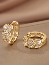 levne Valentýna-Dámské křišťálové náušnice ve tvaru srdce, pozlacená slitina, více barev, ideální na Valentýna, svatby i každodenní nošení