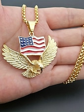  Az Egyesült Államok 250. évfordulós Férfi Ötvözet Nyaklánc Sas és Amerikai Zászló Medállal Arany és Ezüst Színben Ideális a Függetlenség Napjára és Ünnepségekre