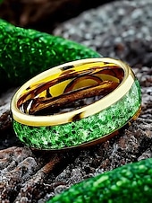 Недорогие Аксессуары-Мужское кольцо из нержавеющей стали с зеленой инкрустацией, в кельтском стиле, многоцветная отделка, прочное, удобное, идеально подходит для празднования Дня Святого Патрика и повседневного ношения.