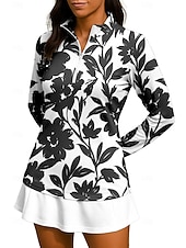 voordelige Dameshirt-Dames Flora Hemd Sportshirt Wandelen poloshirt Tennisshirt Lange mouw Vetoketju Bloemig UPF50+ UV-bestendig Hoge Elasticiteit Vochtregelerend Ademend Volleybal Tennis Golf Opstaand Rits kraag Jack