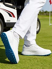 voordelige Heren Golf Schoenen-Witte golfschoenen voor heren zonder spikes, ademend bovenwerk, stabiele gripzool, minimalistische sportstijl voor golfbanen en casual gebruik.