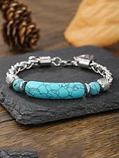 levne Jedinečné náramky-Tyrkysová Silný řetězec Móda Módní Přizpůsobeno Kámen Náramek šperky Stříbrná / Trávová zelená Pro Denní Dar Dovolená