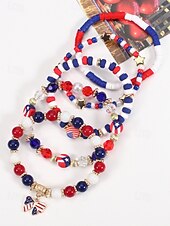 Недорогие Аксессуары-Юбилейный комплект многослойных браслетов для женщин к 250-летию США - сплавной материал с различными подвесками идеально подходит для Дня независимости и празднования в США