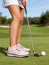 abordables Zapatos de Golf para Mujeres-Zapatos de golf rosas para mujer: zapatillas de golf elegantes y ligeras para mujer, suela amortiguadora para jugar al golf, entrenar, caminar y uso diario.