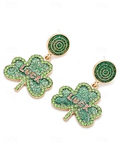 abordables Accesorios-Pendientes de trébol para mujer: aleación, varios estilos, verde, ideal para el Día de San Patricio, uso diario.
