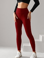 economico Leggings semplici-Per donna Chinos Leggings Attivo Streetwear Casual Lunghezza intera Vita media Tinta unica Fascia Elastica Confortevole Elasticizzato Quotidiano All'aperto Palestra Rosso violaceo Nero Blu marino