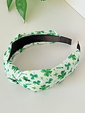 voordelige Accessoires-Dameshaarbanden van polyester met klavertjesvier, zacht knoopdesign, verschillende klavertjesvormen, lichtgewicht en comfortabele haaraccessoires, perfect voor St. Patrick's Day-vieringen en dagelijks gebruik.