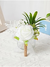 preiswerte Hochzeit ACC-Herren-Ansteckblume und Handgelenkschmuck aus Kunstblumen – Materialmix – perfekt für Hochzeiten und Partys