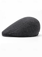 baratos Chapéus Masculinos-Boina masculina casual em poliéster com design simples e elegante, disponível em várias cores, perfeita para o uso diário.