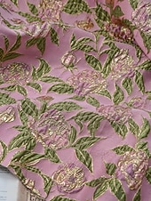  A-linje Te-lengde Cocktailkjoler Elegant Blomster 3/4 ermer V-hals Bryllup Formell Lomme Jacquard med Plissert