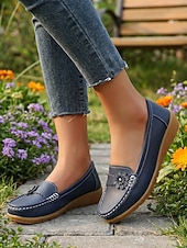 billiga Lätta damskor-Kvinnors gula komfortmockasiner – låtsasläder med blommor avslappnad stil för promenader arbete shopping resor och vardagligt bruk