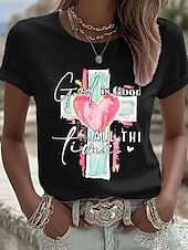 preiswerte Humor &amp; Zitate T-Shirt-Damen T Shirt Druck Grafik Buchstabe Vintage Stilvoll Klassisch Kurzarm Rundhalsausschnitt Normale Oberteile Täglich Blau Schwarz Weiß Rosa Sommer Frühling