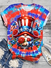  Koszulka patriotyczna dla kobiet z okazji Dnia Niepodległości z nadrukiem graficznym motyl flaga vintage stylowa casualowa krótki rękaw okrągły dekolt standardowe topy codzienna weekendowa niebieska