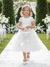 abordables Enfants &amp; Fille de Fleurs-Chaussures de demoiselle d'honneur pour enfant, couleur ivoire, ornées de perles et de strass, avec bride cheville et petit talon rembourré. Élégantes chaussures de princesse, parfaites pour les