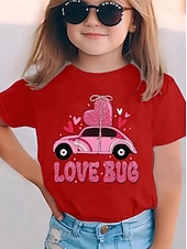 economico Cartone animato 3D della ragazza-San Valentino Ragazze 3D Cuore Grafico Auto Maglietta Manica Corta Stampa 3D Estate Primavera Sport Moda Streetwear Bambini 4-12 Anni Girocollo Casuale Quotidiano All'aperto Vestibilità regolare