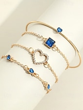 tanie Walentynki-Zestaw bransoletek z zawieszkami w kształcie serca dla kobiet, wielokolorowe bransoletki ze stopu z kryształkami, elegancka i romantyczna biżuteria dla kobiet, idealna na walentynki, na co dzień, na randkę i do codziennych stylizacji