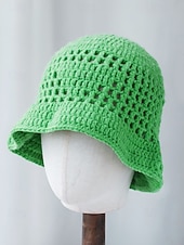 billige Tilbehør-Strikket bøttehatt til dame, tilgjengelig i flere farger, perfekt for St. Patricks dag-feiringer, komfortabel og stilig for fritidsbruk