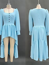 olcso Nyugati Boho Ruha-Női Mini ruha Vintage ruha hétköznapi ruha Boho ruha Elegáns Divat Modern Napi Szabadtéri Vakáció Normál Sima Hosszú ujj Szögletes karamella Világoskék Nyár Tavasz Ősz