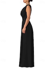 economico Tuta-Per donna Normale Tuta Elegante Tinta unica Senza Maniche Gamba larga Scollo a V Pieghettato Vacanza Ferie Vestibilità regolare Nero Verde militare Rosso Estate