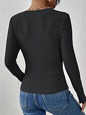 billiga Enkel t-shirt-Dam Spets Splicing Top Spets Ögla Ensfärgat Elegant Mode Sexig Långärmad V-hals Vanliga toppar Dagligen Utekväll Helgen Blå Svart Vit Höst Vinter