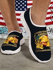  250-летний юбилей США Мужские патриотические графические кроссовки - легкие дышащие повседневные слип-оны обувь с принтом американского флага для парадов путешествий уличной моды и повседневной носки