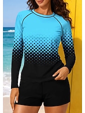 abordables Surfing Tankinis &amp; Bikinis-Mujer Medio Traje de baño Anti UV Camiseta Protección Solar Surf Trajes de baño tankini Geométrico Degradado Bloqueo de color 2 Piezas Acolchado extraíble Boyleg Protección solar UV UPF50+ Elástico