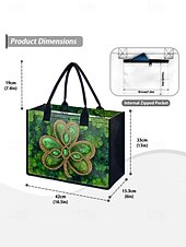  حقيبة تسوق نسائية ليوم القديس باتريك - أنماط متعددة، سعة كبيرة، مصنوعة من البوليستر المطبوع، مثالية للاحتفالات.