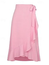 abordables Faldas-Mujer Elegante Moda Casual Midi Tiro Medio Faldas Plano Frunce Dobladillo irregular Microelástico Diario Calle Azul Piscina Negro Rosa Verde Ejército Verano
