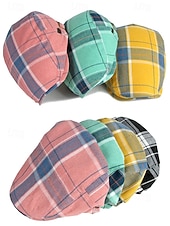 cheap Accessories-Men's Plaid Flat Cap Newsboy Hat, Cotton-Polyester Blend, Multi-Color Classic Ivy Style Cap for St. Patrick's Day Celebration &amp; Everyday Casual Wear