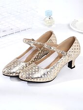 preiswerte Schuhe für Standardtanz und Modern Dance-Lila glitzernde Mary-Jane-Tanzschuhe mit Riemchen für Damen, elegant und professionell für den Ballsaal &amp;Lateinamerikanische Tanzschuhe