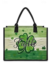  حقيبة تسوق نسائية ليوم القديس باتريك - أنماط متعددة، سعة كبيرة، مصنوعة من البوليستر المطبوع، مثالية للاحتفالات.