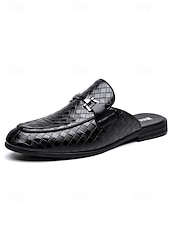 billiga Loafers-Röda slip-on loafers för män, krokodilpräglad ovandel, rygglös mule-design, elegant smart casual-stil för strandbröllop, trädgårdsceremonier och sommarevenemang