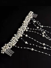 Недорогие Свадьба ACC-Женское украшение для волос с кисточками из искусственного жемчуга, элегантный свадебный аксессуар для свадеб, идеально подходит для невест.