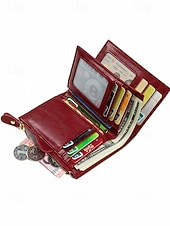 Недорогие Кошельки-Женский кошелек из натуральной кожи с защитой от RFID, вместительный, на молнии, для нескольких карт, классический стиль, разноцветный, идеально подходит для повседневного использования, путешествий, покупок и в качестве подарка.