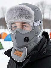 levne Pánské klobouky-Pánská zimní outdoorová sada čepice a masky – více barev, polyesterový materiál, větruodolná a teplá, ideální pro lyžování, snowboarding a aktivity v chladném počasí