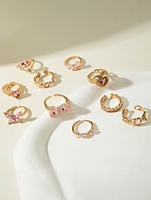 olcso Női Gyűrűk-Női ötvözet szív és pillangó gyűrű szett, arany és ezüst, több darab, tökéletes Valentin-napi ajándéknak vagy mindennapi viseletnek